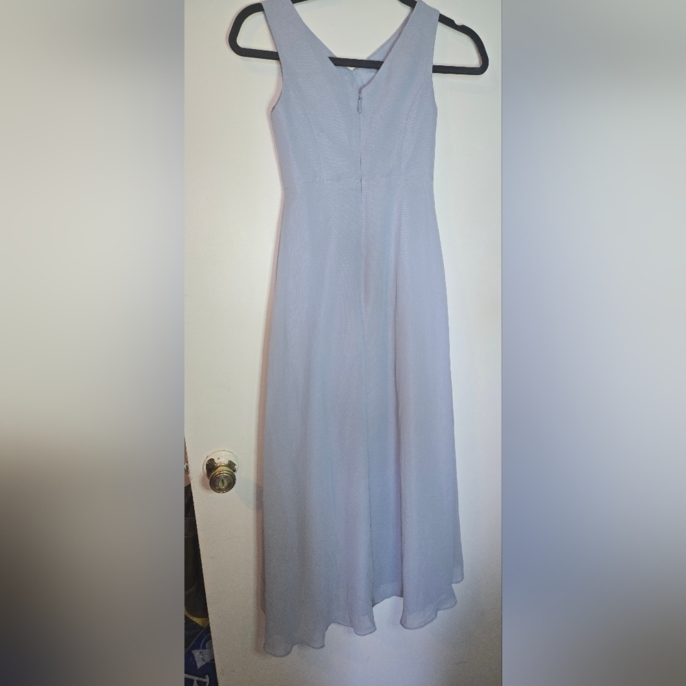 Azazie V-Neck Dress in Light Blue (2b) - Picture 3 of 9